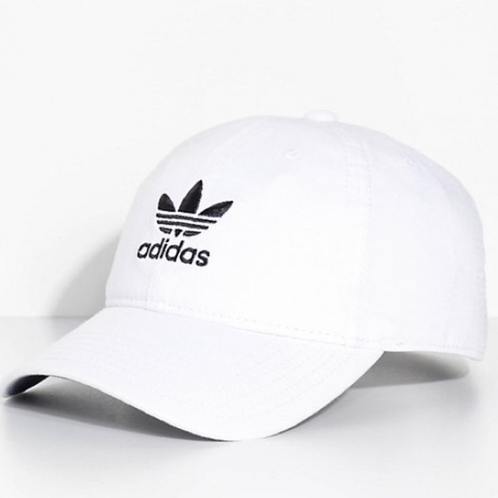 Adidas Unisex White & Black Cotton Baseball Cap Hat Adjustable Neutral Casual